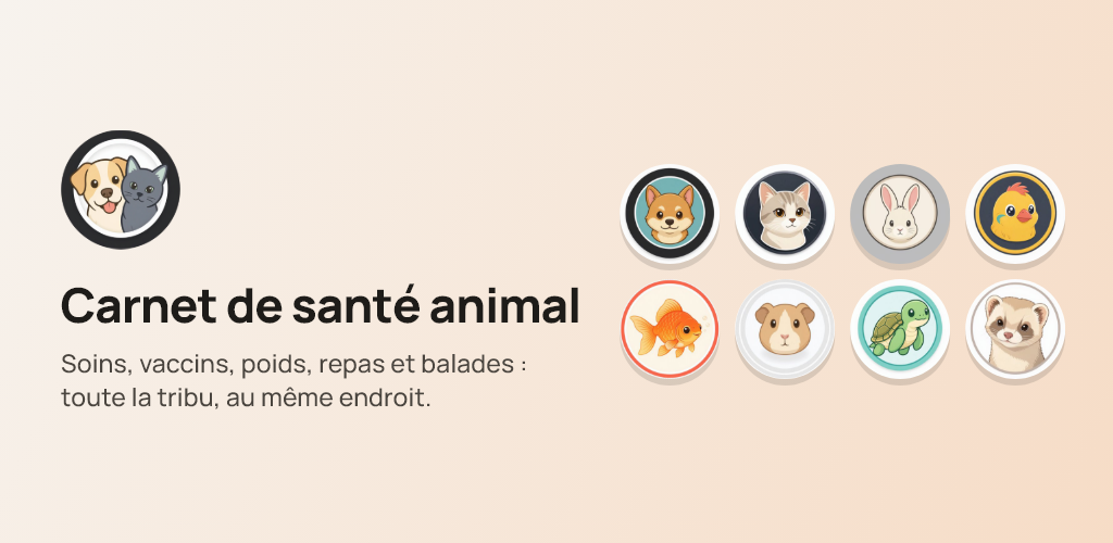 Bannière du Carnet de santé animal : la santé de vos compagnons, tenue à jour
